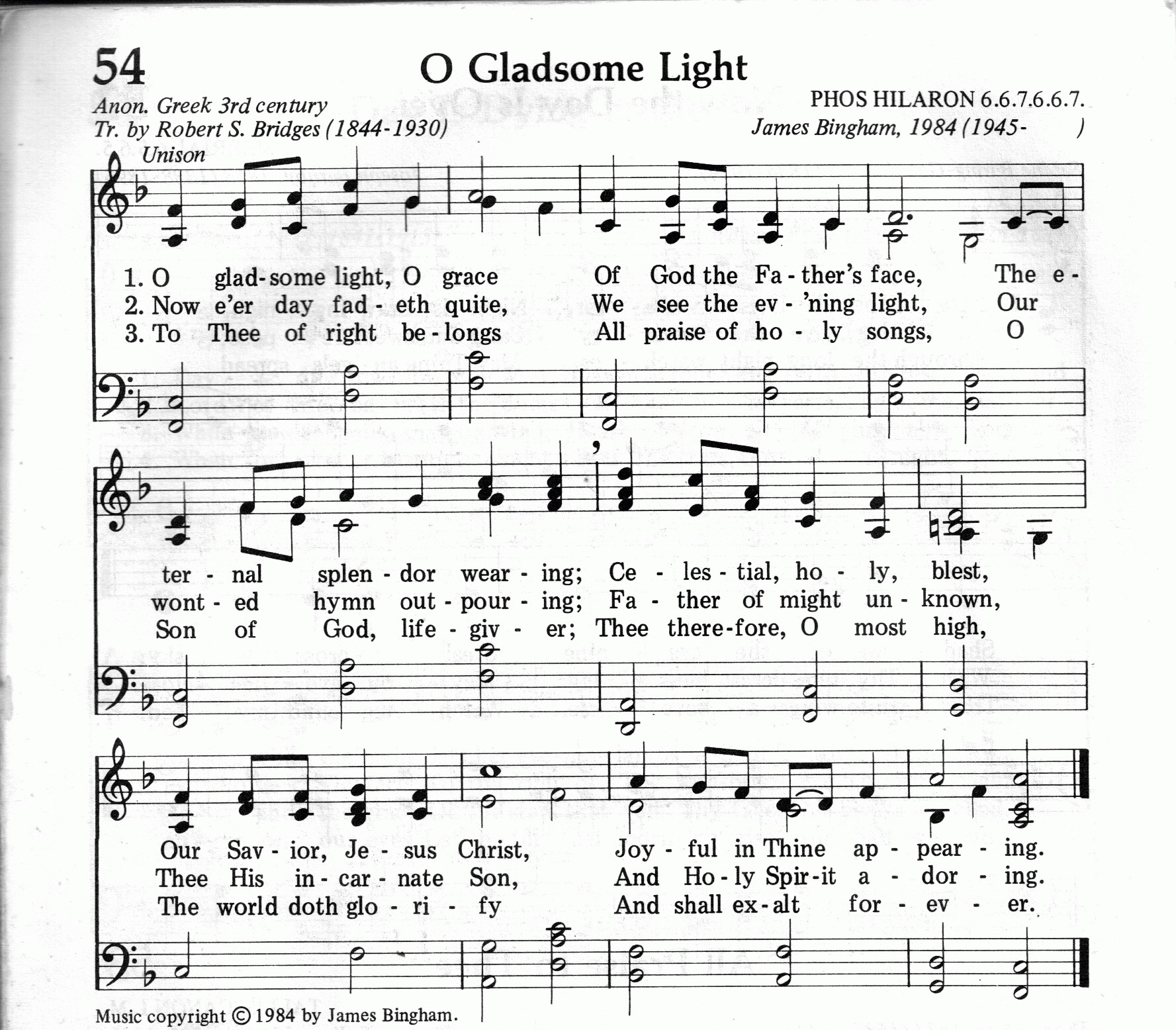 054.O Gladsome Light-695HYMN