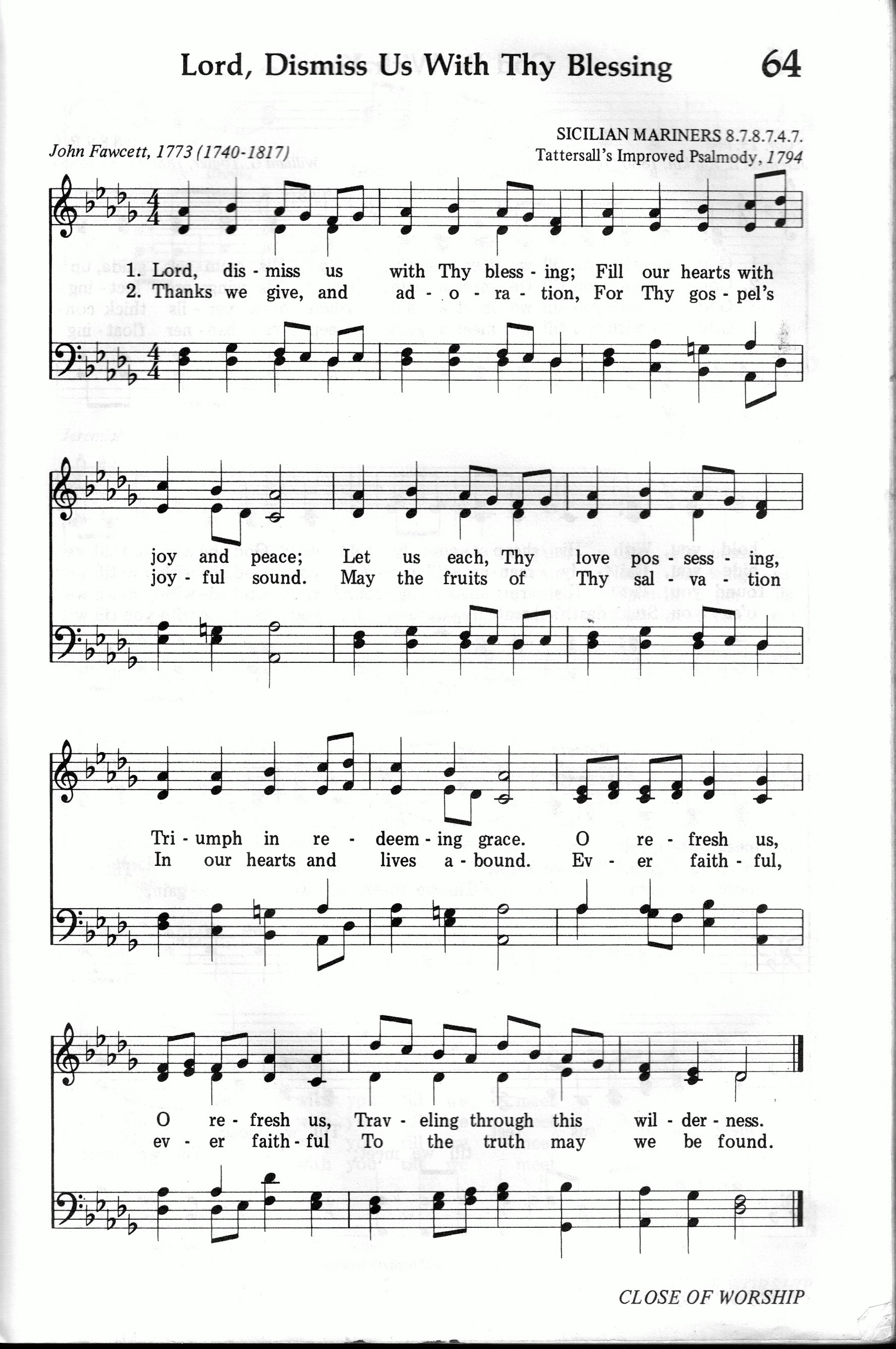 064.Lord, Dismiss Us With Thy Blessing-695HYMN