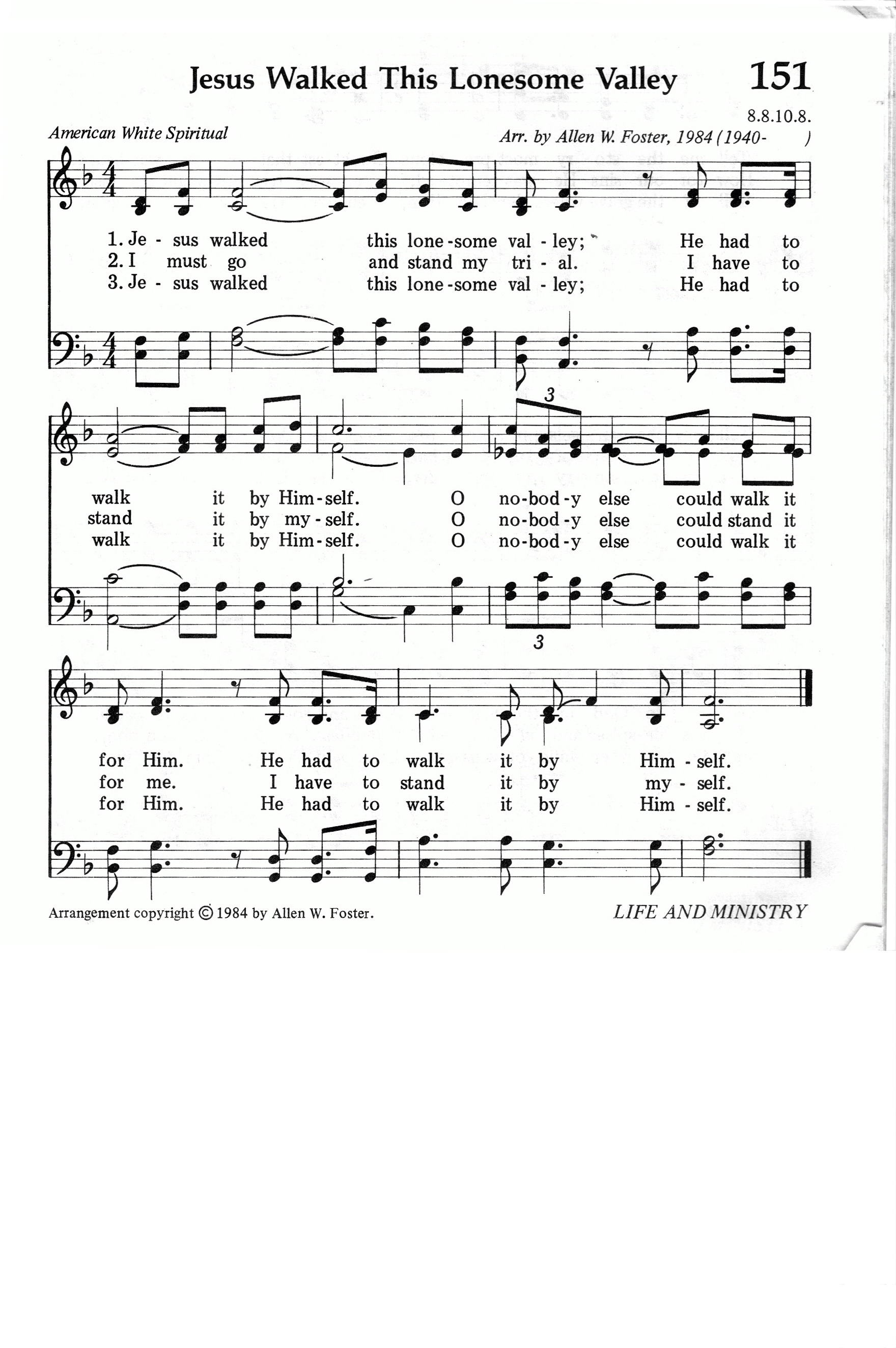 151.Jesus Walked This Lonesome Valley-695HYMN