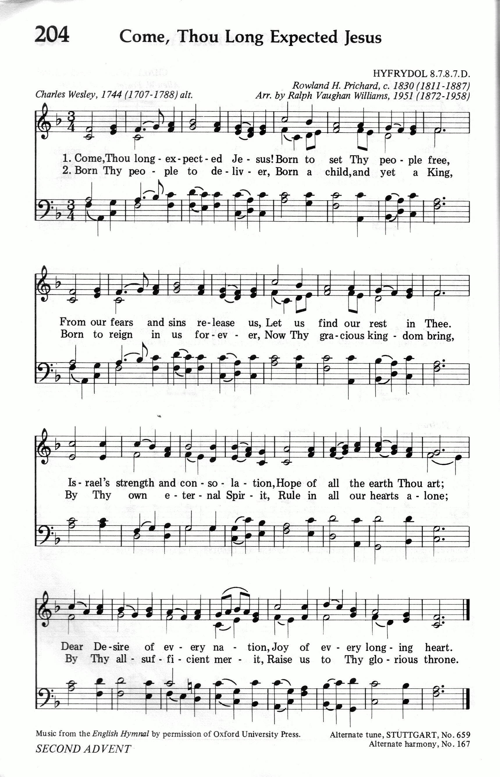 204.Come, Thou Long Expected Jesus-695HYMN