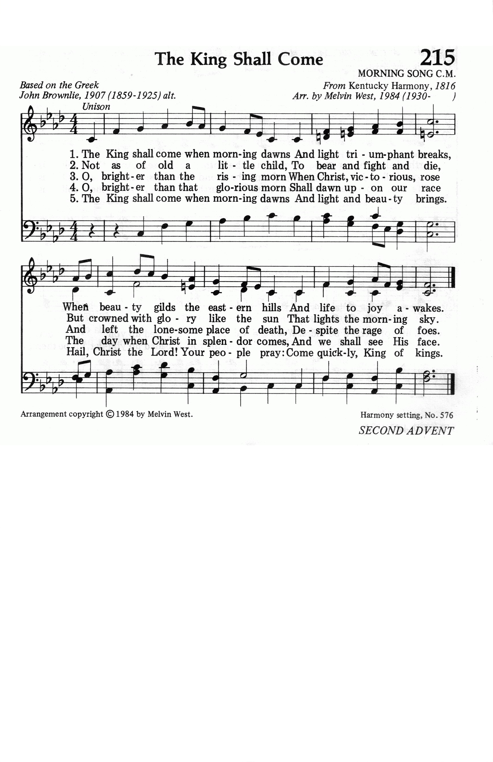 215.The King Shall Come-695HYMN