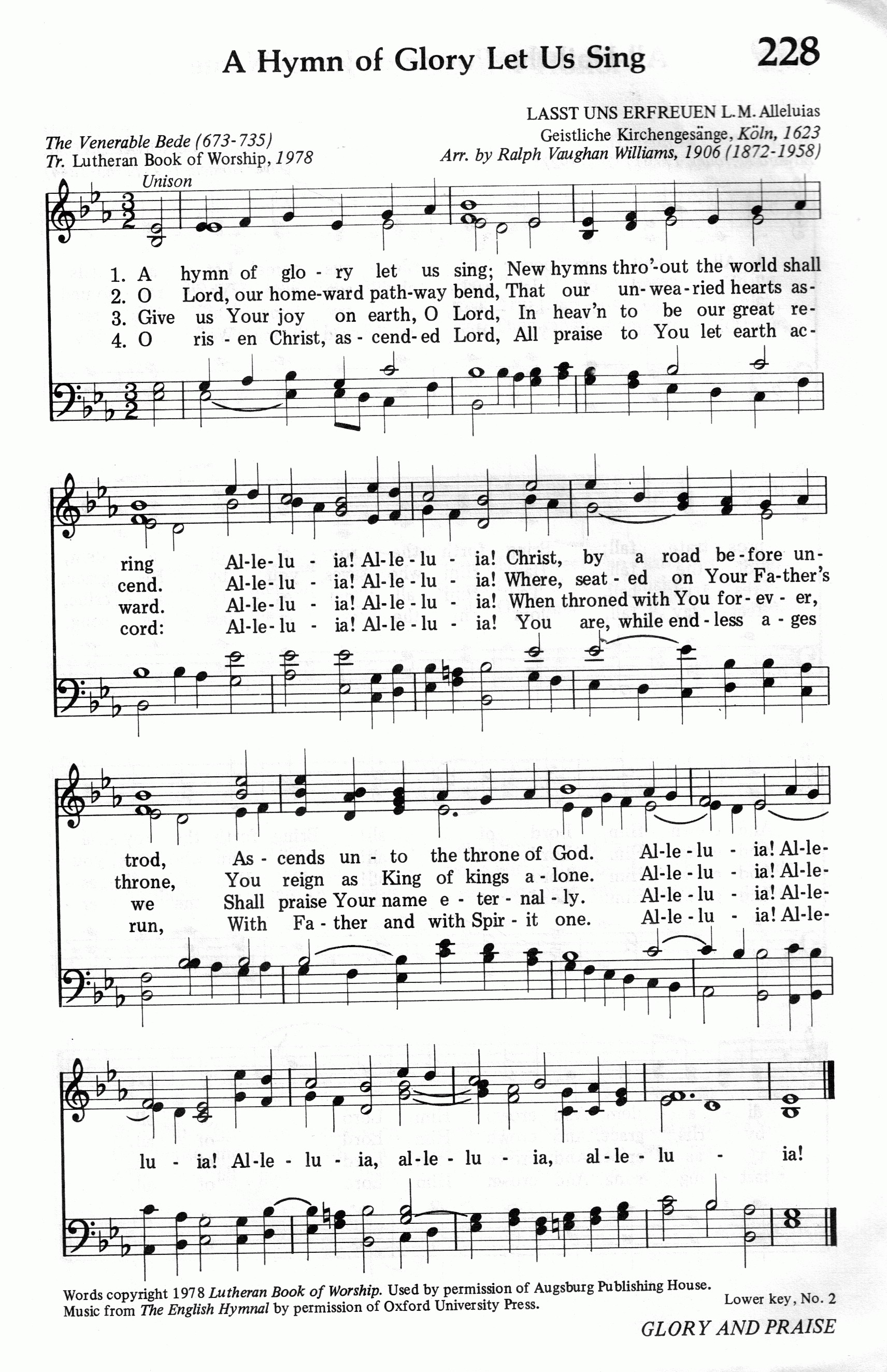 228.A Hymn of Glory Let Us Sing-695HYMN