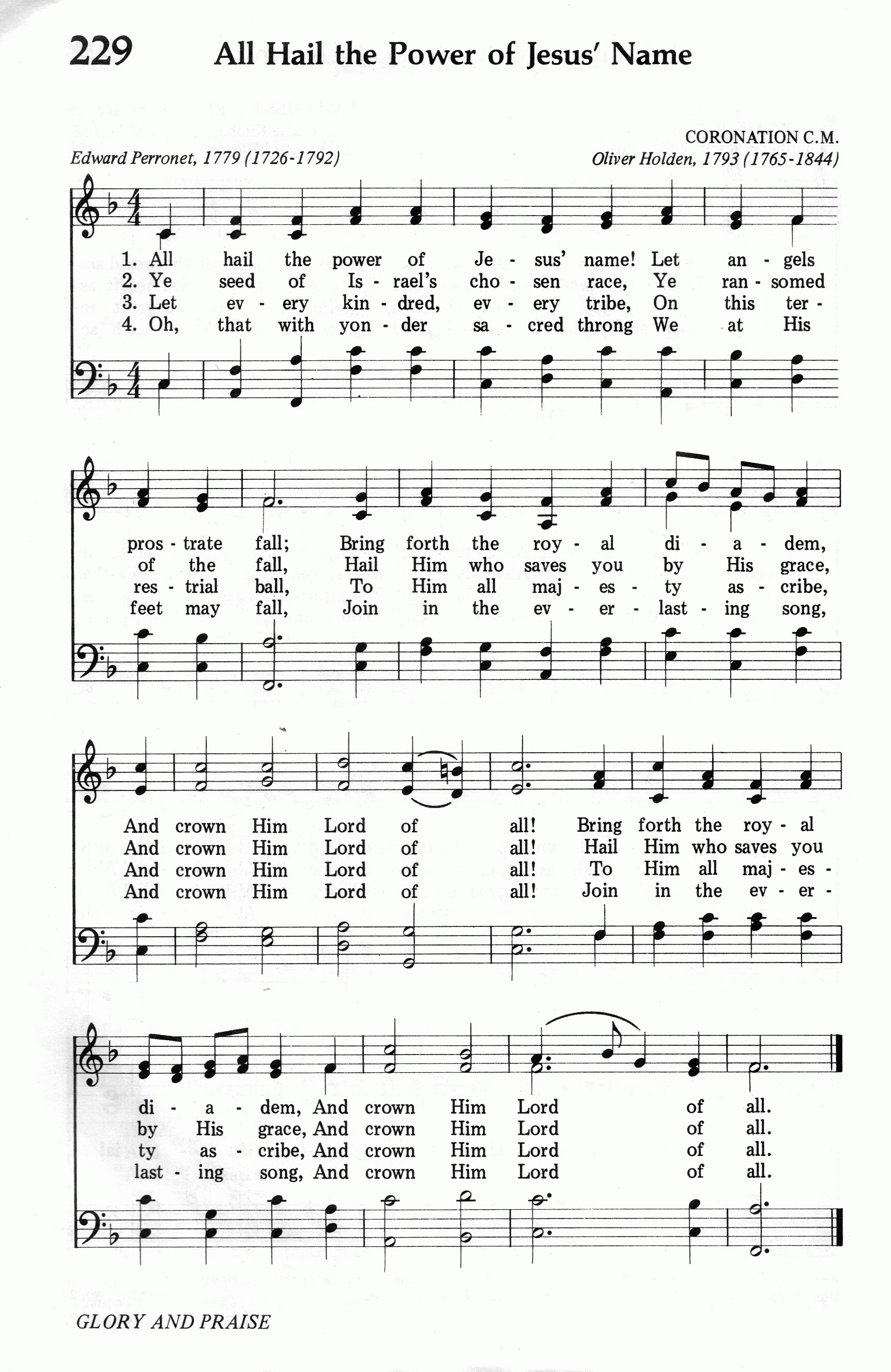 229.All Hail the Power of Jesus' Name-695HYMN
