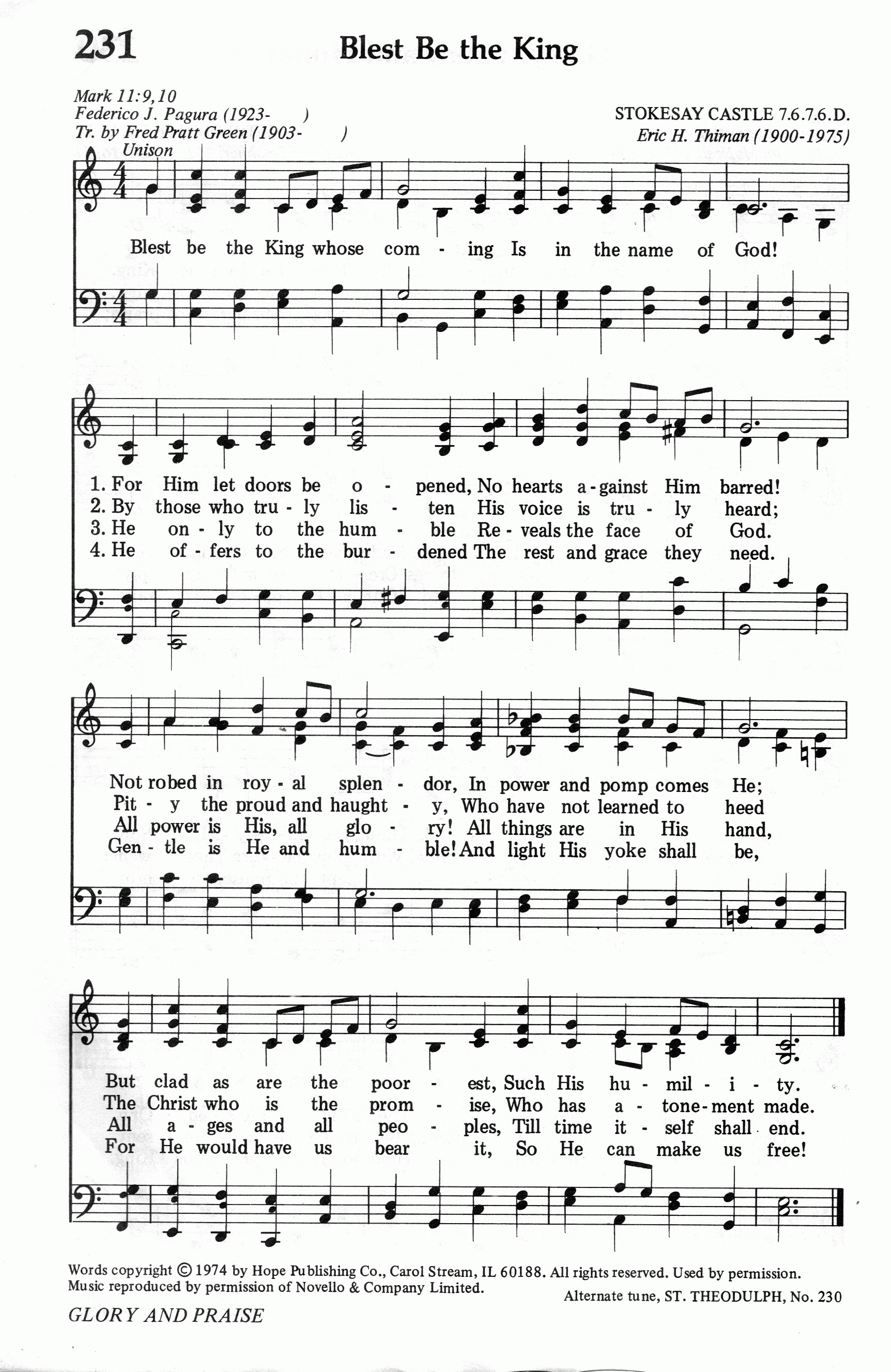 231.Blest Be the King-695HYMN