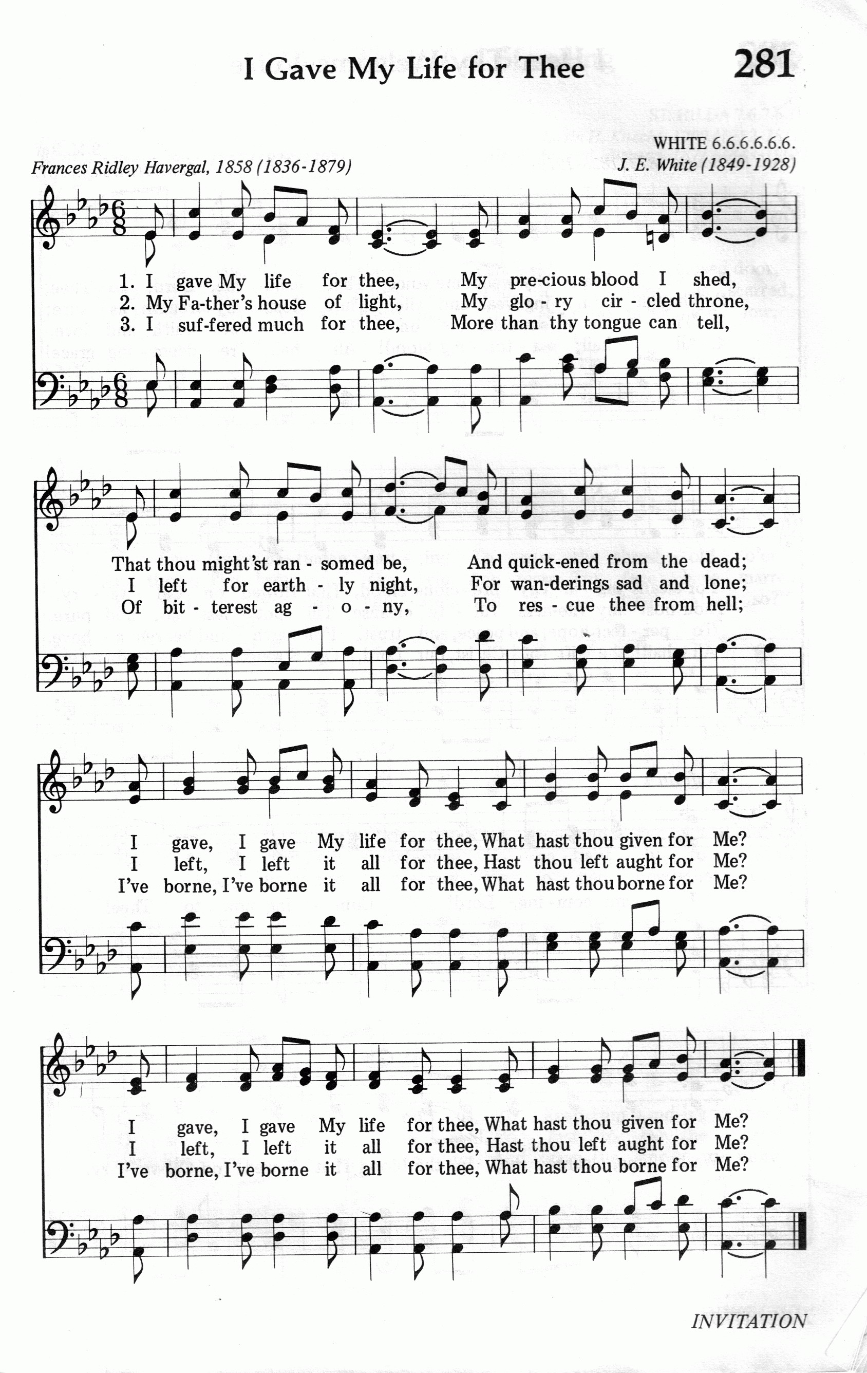 281.I Gave My Life for Thee-695HYMN