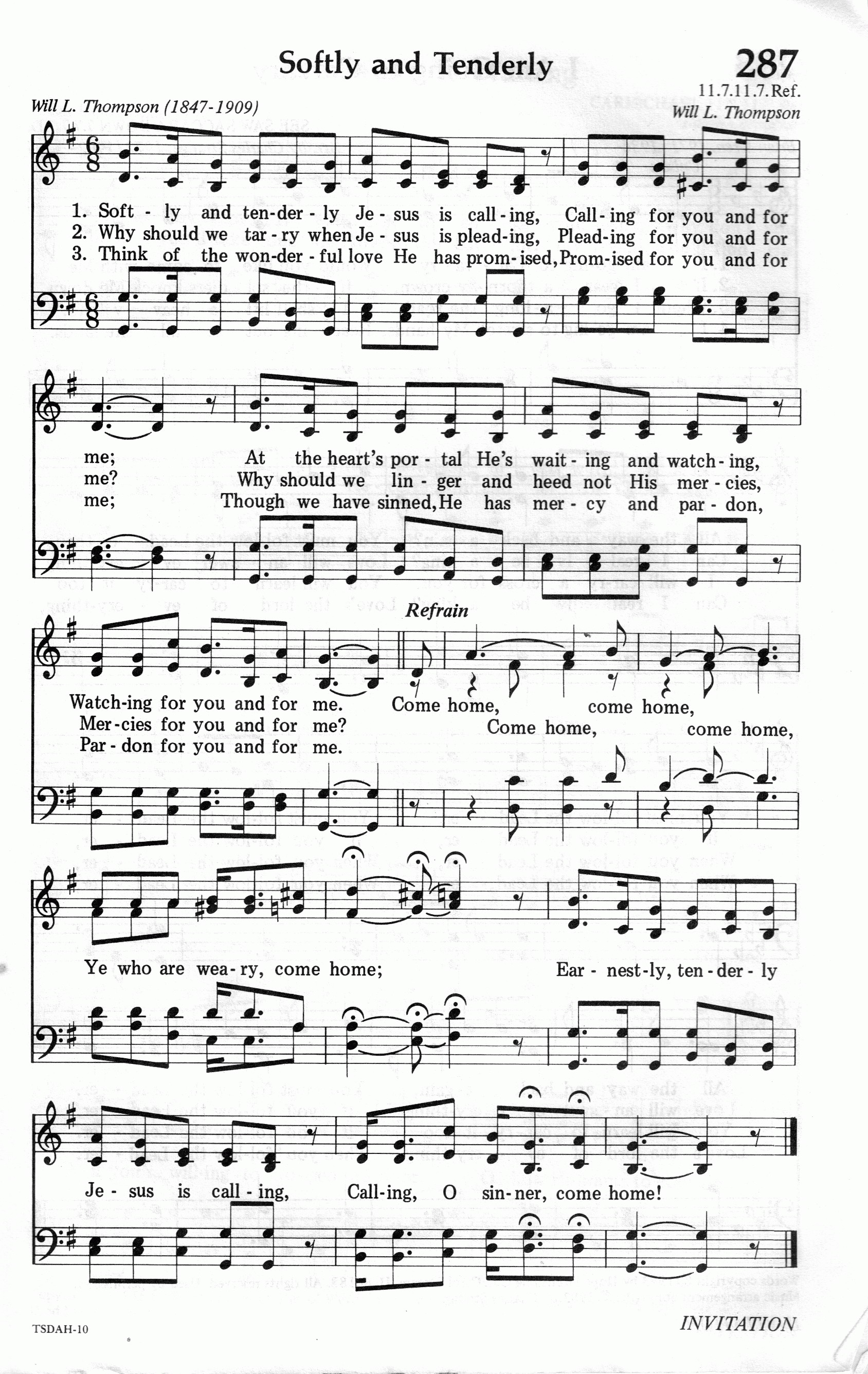 287.Softly and Tenderly-695HYMN