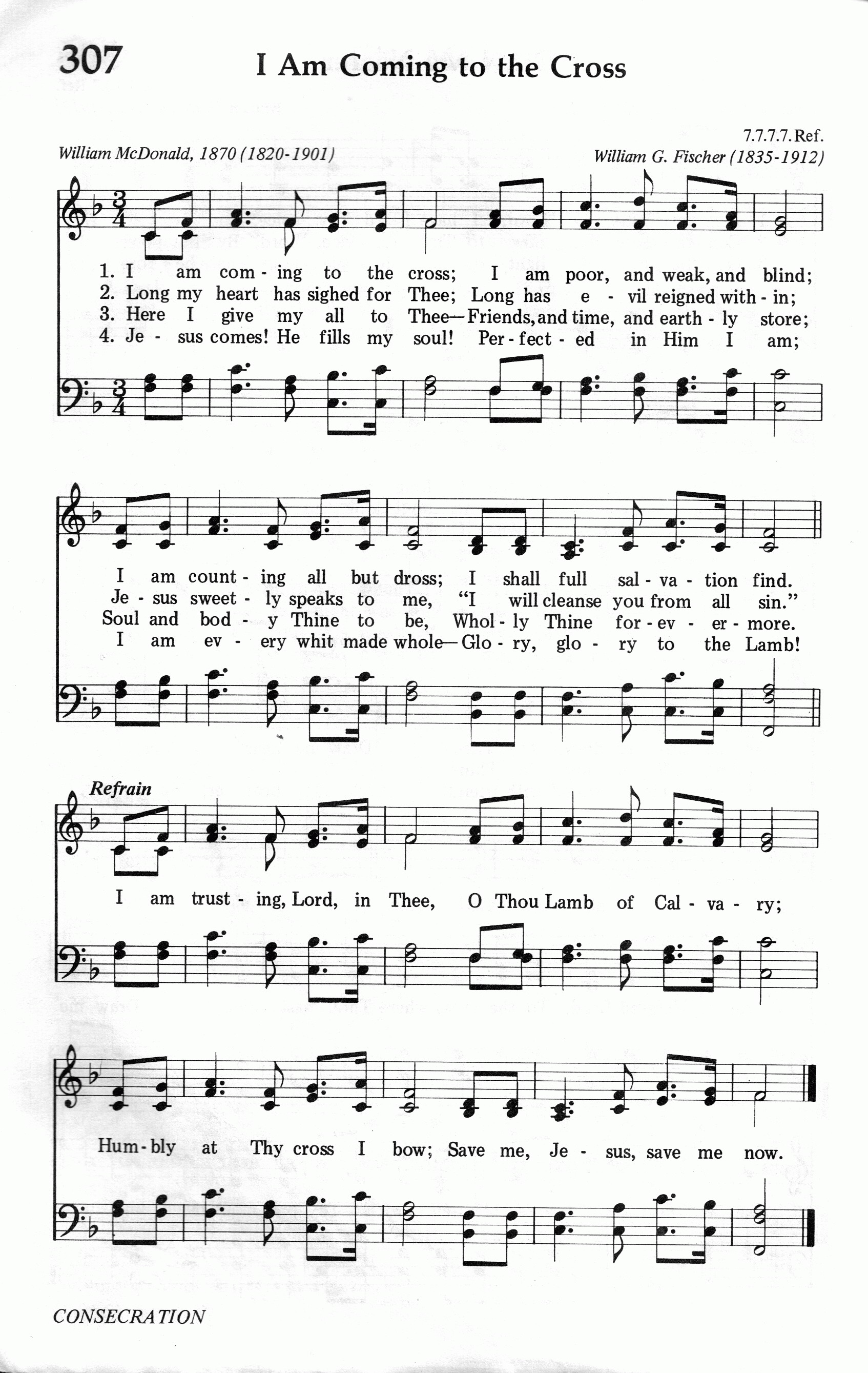 307.I Am Coming to the Cross-695HYMN