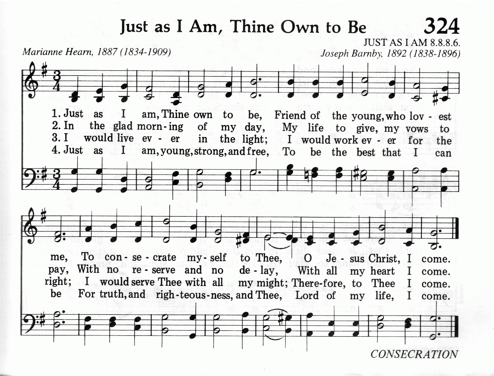 324.Just as I Am, Thine Own to Be-695HYMN