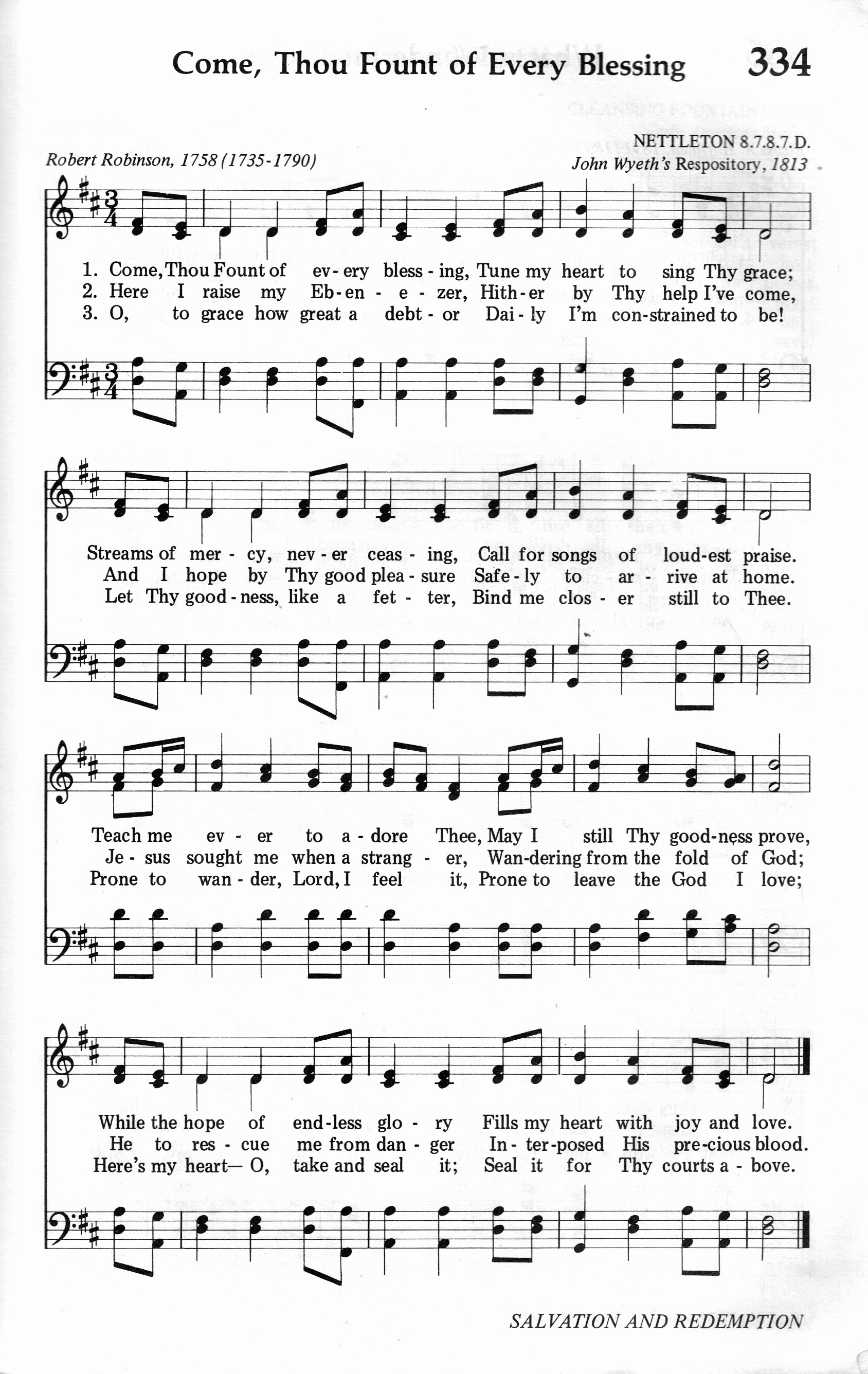 334.Come, Thou Fount of Every Blessing-695HYMN