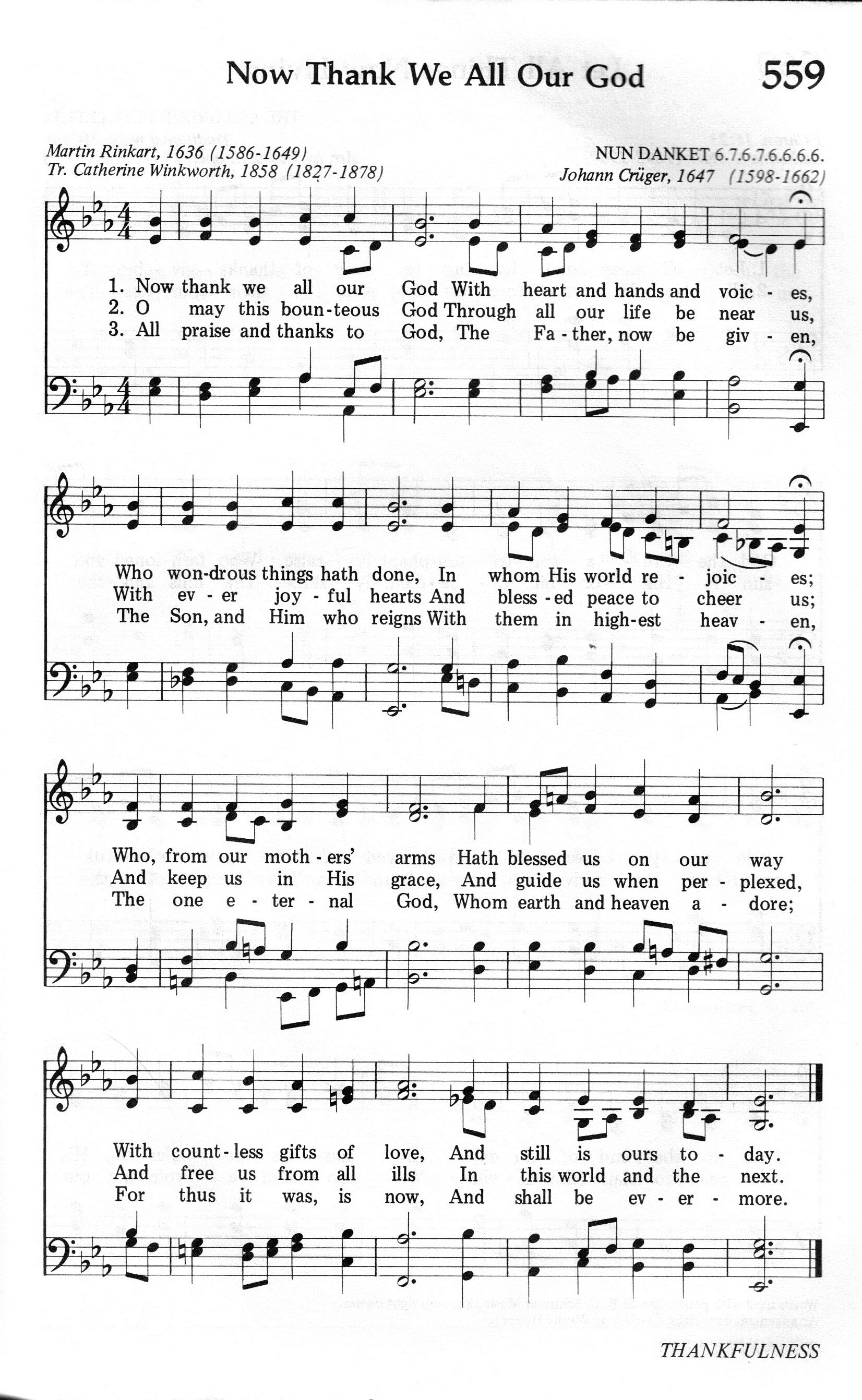 559.Now Thank We All Our God-695HYMN
