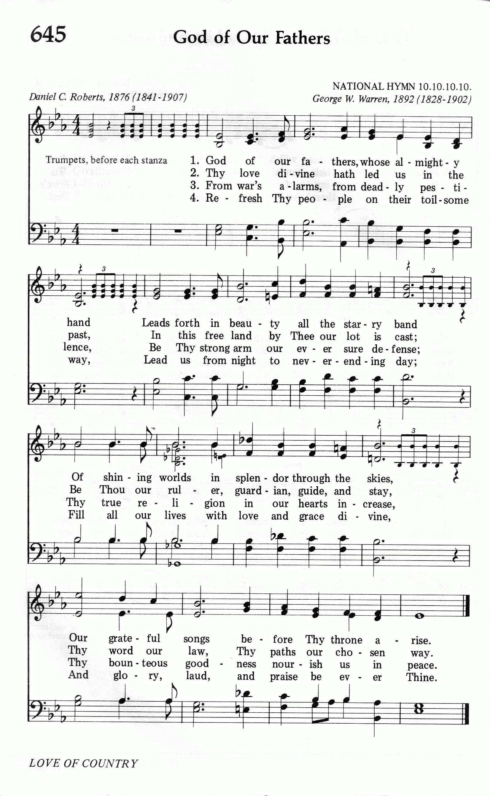 645.God of our fathers-695HYMN